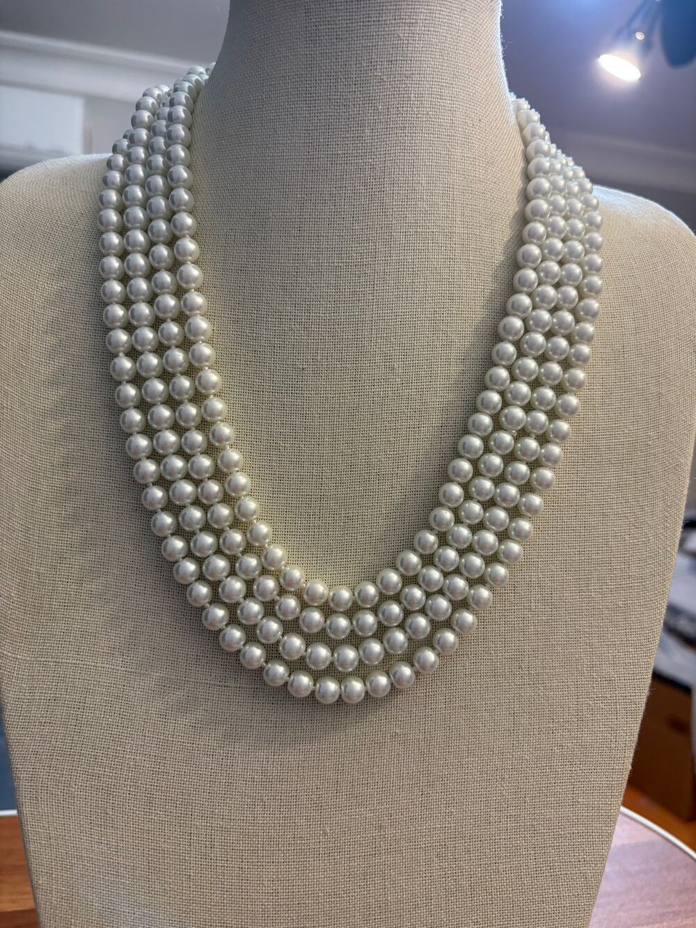 2 Vintage Style 48” Faux Pearl Single Strand Necklace No Clasp